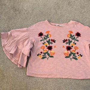 Pink Top With Floral Design